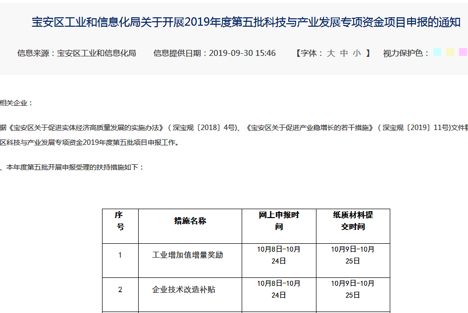 2019年度宝安区技术改造补贴申报指南，最高可补贴1500万
